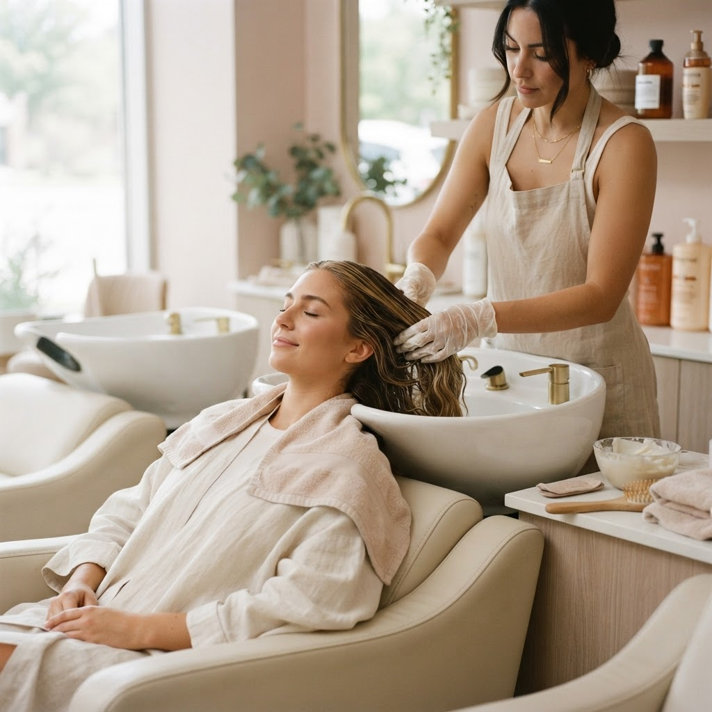 Deep conditioning treatment at the wash station
